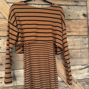 Two piece - stripped dress and cropped sweater